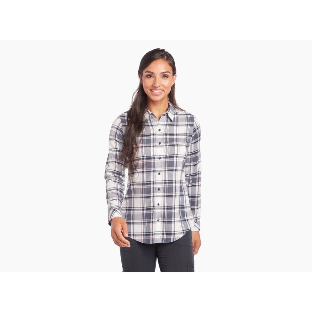 NWT KUHL Lexi Long Sleeve Plaid Shirt Womens Size Small Rainstorm Plaid Tencel